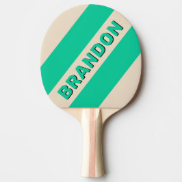 Retro Mint Three Bold Strepen met Naam Tafeltennisbatje