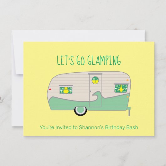 Retro Mintgroene Blikken Ham Caravan Glamping Kaart (Voorkant)