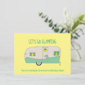 Retro Mintgroene Blikken Ham Trailer Glamping Kaart (Staand voorkant)