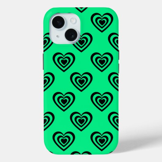 Retro Mintgroene Hypnotiserende Hartpatroon Case-Mate iPhone Case (Achterkant)