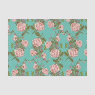 Retro Minty Pastel roos  wijnpatroon Tissuepapier