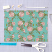 Retro Minty Pastel roos  wijnpatroon Tissuepapier (Craft)