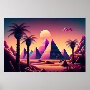 Retro Mirage: Een Synthwave reis Poster