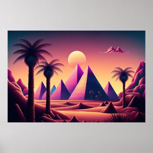 Retro Mirage: Een Synthwave reis Poster (Voorkant)