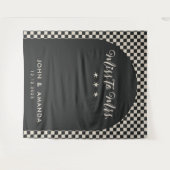 Retro Miss voor Mrs. Vrijgezellenfeest Black Mod M Wandkleed (Voorkant (horizontaal))