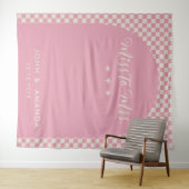 Retro Miss voor Mrs. Vrijgezellenfeest Pink Mod Mo Wandkleed (In Situ (horizontaal))