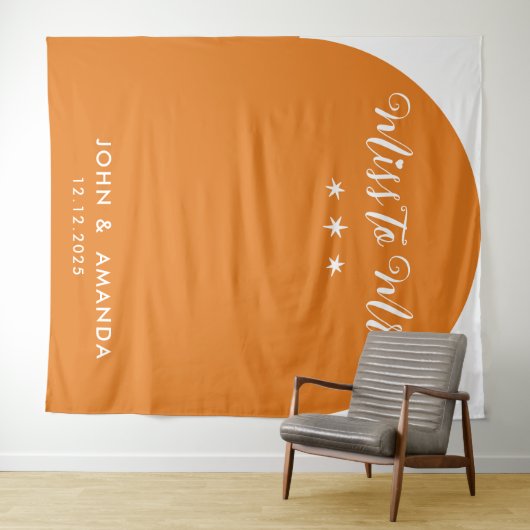 Retro Miss voor Mrs Vrijgezellenfeest Sinaasappel  Wandkleed (In Situ (horizontaal))