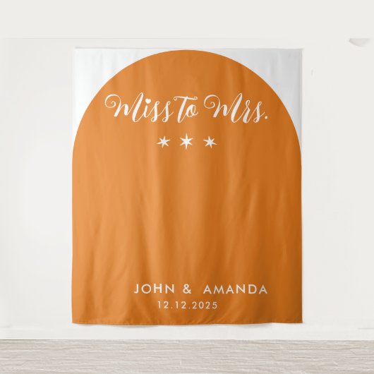 Retro Miss voor Mrs Vrijgezellenfeest Sinaasappel  Wandkleed (Voorkant)