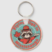 Retro Mississauga Raccoon Mountie Sleutelhanger (Achterkant)