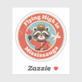 Retro Mississauga Wasbeer Vliegend Sticker (Vel)
