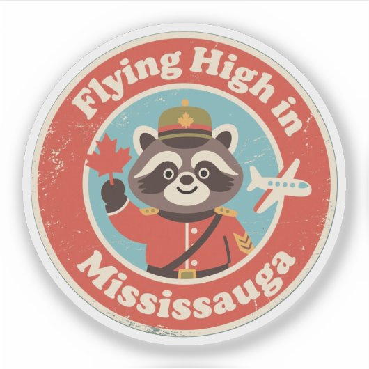 Retro Mississauga Wasbeer Vliegend Sticker (Voorkant)