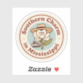 Retro Mississippi Badge_ Magnolia met stoomboot Sticker (Vel)