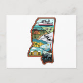 Retro Mississippi Biloxi Laurel MS State Herinni Briefkaart (Voorkant)