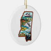 Retro Mississippi Biloxi Laurel MS State Herinni Keramisch Ornament (Rechts)