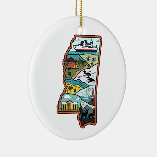 Retro Mississippi Biloxi Laurel MS State Herinni Keramisch Ornament (Rechts)