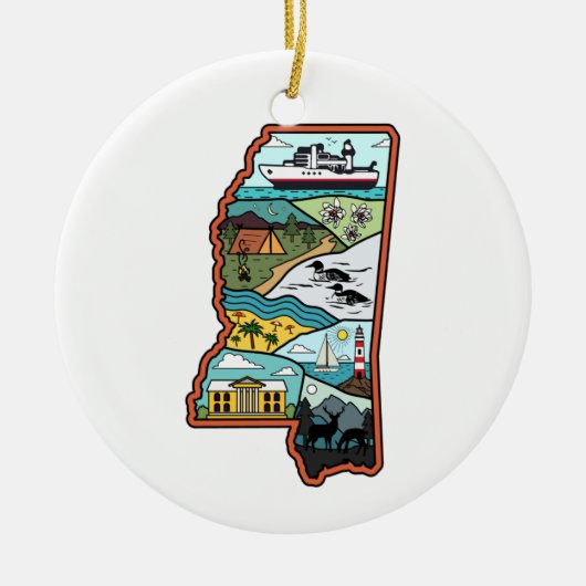 Retro Mississippi Biloxi Laurel MS State Herinni Keramisch Ornament (Voorkant)