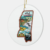 Retro Mississippi Biloxi Laurel MS State Herinni Keramisch Ornament (Links)