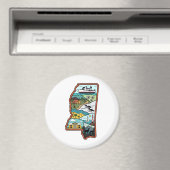 Retro Mississippi Biloxi Laurel MS State Herinni Magneet (Insitu (Vaatwasser))