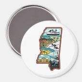 Retro Mississippi Biloxi Laurel MS State Herinni Magneet (Voorkant / Achterkant)