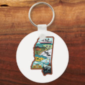 Retro Mississippi Biloxi Laurel MS State Herinni Sleutelhanger (Voorkant)