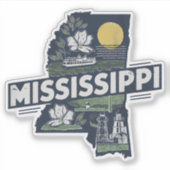 Retro Mississippi State Car Sticker (Voorkant)