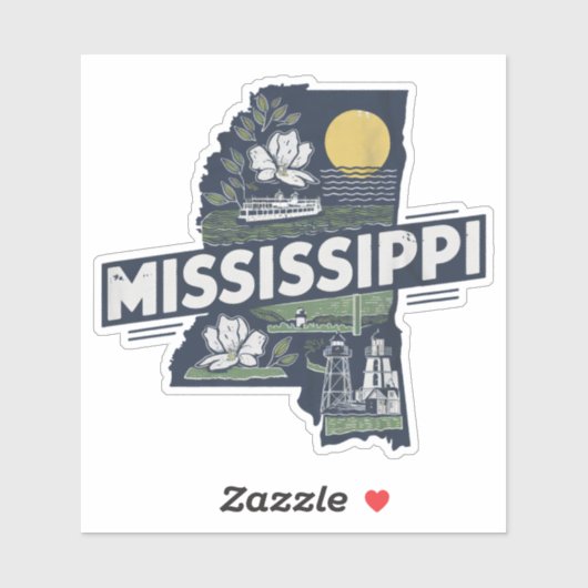 Retro Mississippi State Car Sticker (Vel)