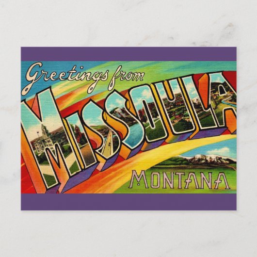 Retro Missoula MT Briefkaart (Voorkant)