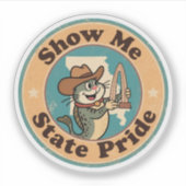 Retro Missouri Badge_ Catfish Holding Gateway Arch Sticker (Voorkant)