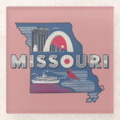 Retro Missouri Silhouette Glazen Onderzetter (Voorkant)