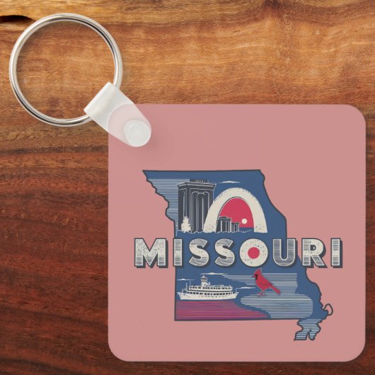 Retro Missouri Silhouette Sleutelhanger (Voorkant)