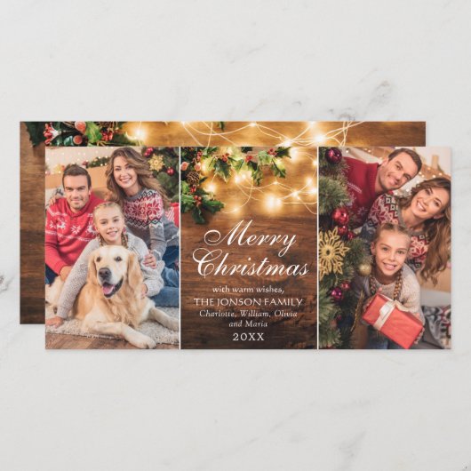 Retro Mistletoe Rustic Merry-kerstgroet Feestdagenkaart (Voorkant / Achterkant)