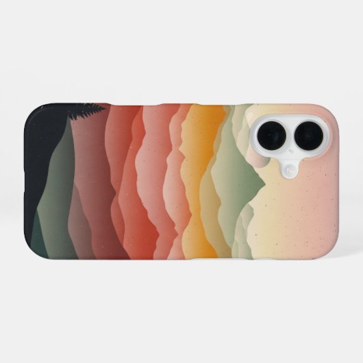 Retro Misty Mountains iPhone 16 Hoesje (Achterkant horizontaal)