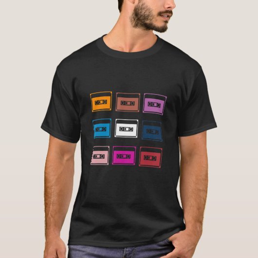 retro mix cassettes stijl t-shirt (Voorkant)