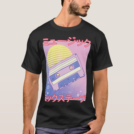 Retro Mix Tape 80s Vaporwave esthetische Japanse O T-shirt (Voorkant)