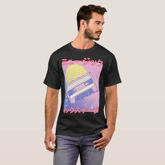 Retro Mix Tape 80s Vaporwave esthetische Japanse O T-shirt (Voorkant volledig)