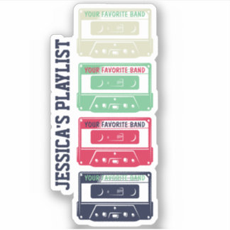 Retro Mix Tape Audio Cassette aangepaste band Sticker