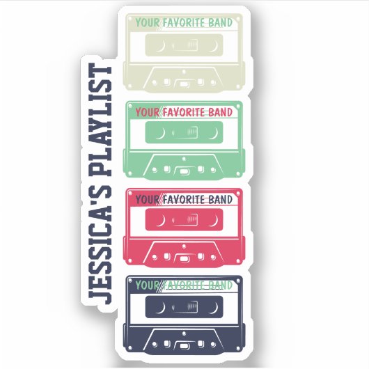  Retro Mix Tape Audio Cassette aangepaste band Sticker (Voorkant)