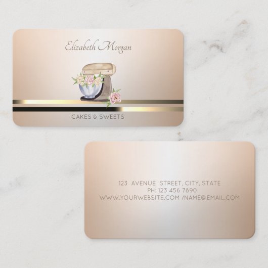 Retro Mixer Bloemen Bakkerij Lichtgevend Visitekaartje (Voorkant / Achterkant)