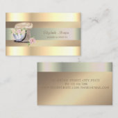 Retro Mixer Bloemen, Faux Gold Stripes Visitekaartje (Voorkant / Achterkant)