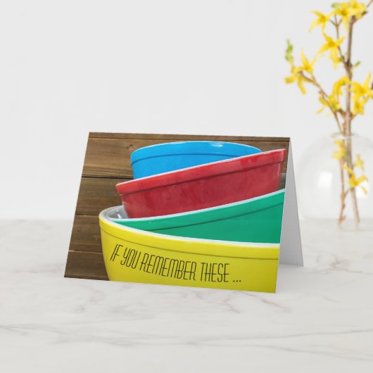 Retro mixing Bowls Birthday Kaart (Gele Bloem)