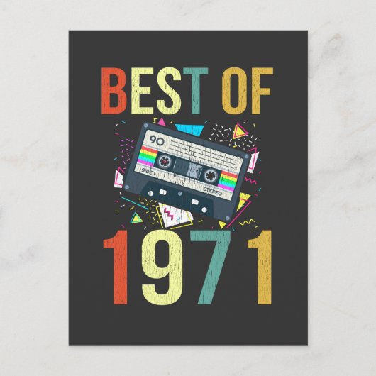 Retro mixtape, beste van 1971, goudcassette Gift Briefkaart (Voorkant)