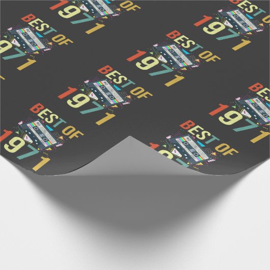 Retro mixtape, beste van 1971, goudcassette Gift Cadeaupapier (Hoek)
