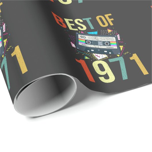 Retro mixtape, beste van 1971, goudcassette Gift Cadeaupapier (Rol Hoek)