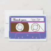 Retro Mixtape bruiloft Paarse en Indigo Bedankkaart (Voorkant)