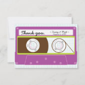 Retro Mixtape bruiloft Paarse en Limoen Bedankkaart (Voorkant)