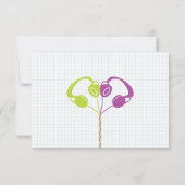 Retro Mixtape bruiloft Paarse en Limoen Bedankkaart (Achterkant)