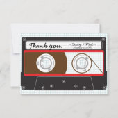 Retro Mixtape bruiloft rood, zwart en wit Bedankkaart (Voorkant)