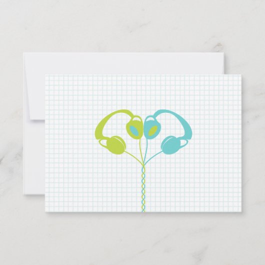 Retro Mixtape Bruiloftsblauw en Limoen Bedankkaart (Achterkant)