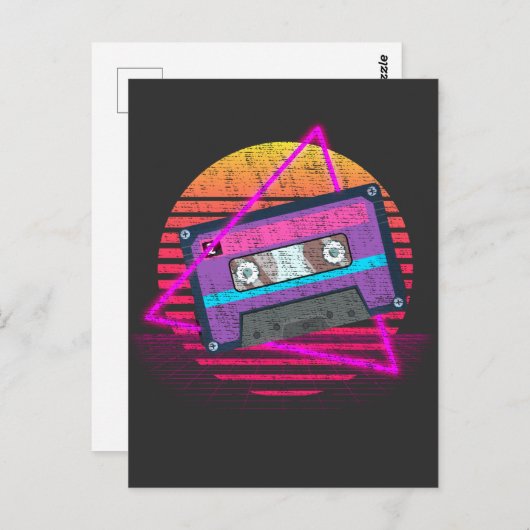 Retro Mixtape-dampgolfmuziek - Sunset tape Briefkaart (Voorkant / Achterkant)