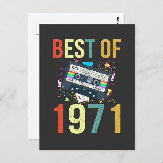 Retro mixtape hoogtepunten van 1971 verjaardagscad briefkaart (Voorkant / Achterkant)
